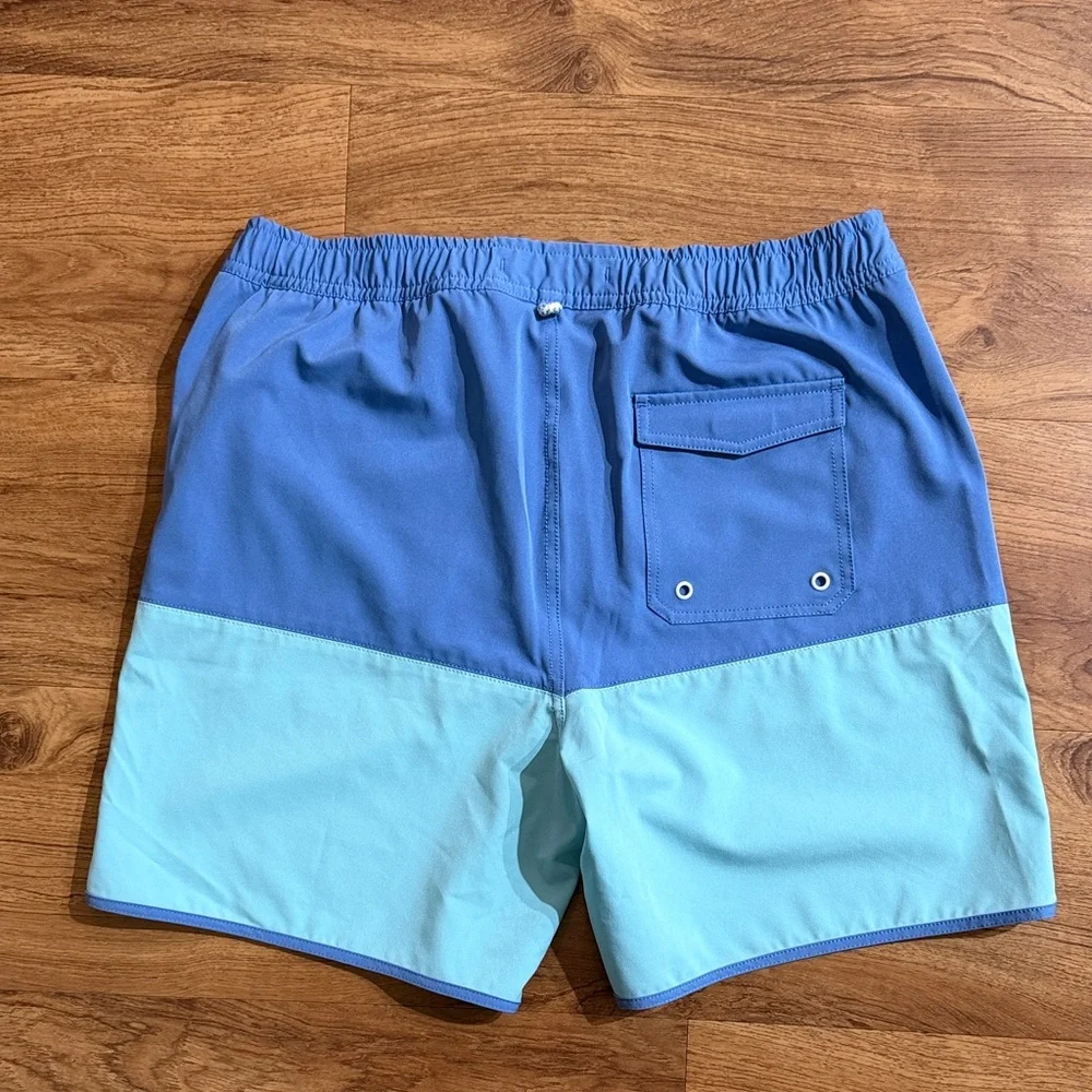 Johnnie-O Tully Monsoon Boys Sz 16 Color‎ Block Teal Lined Swim Trunks Waist Tie